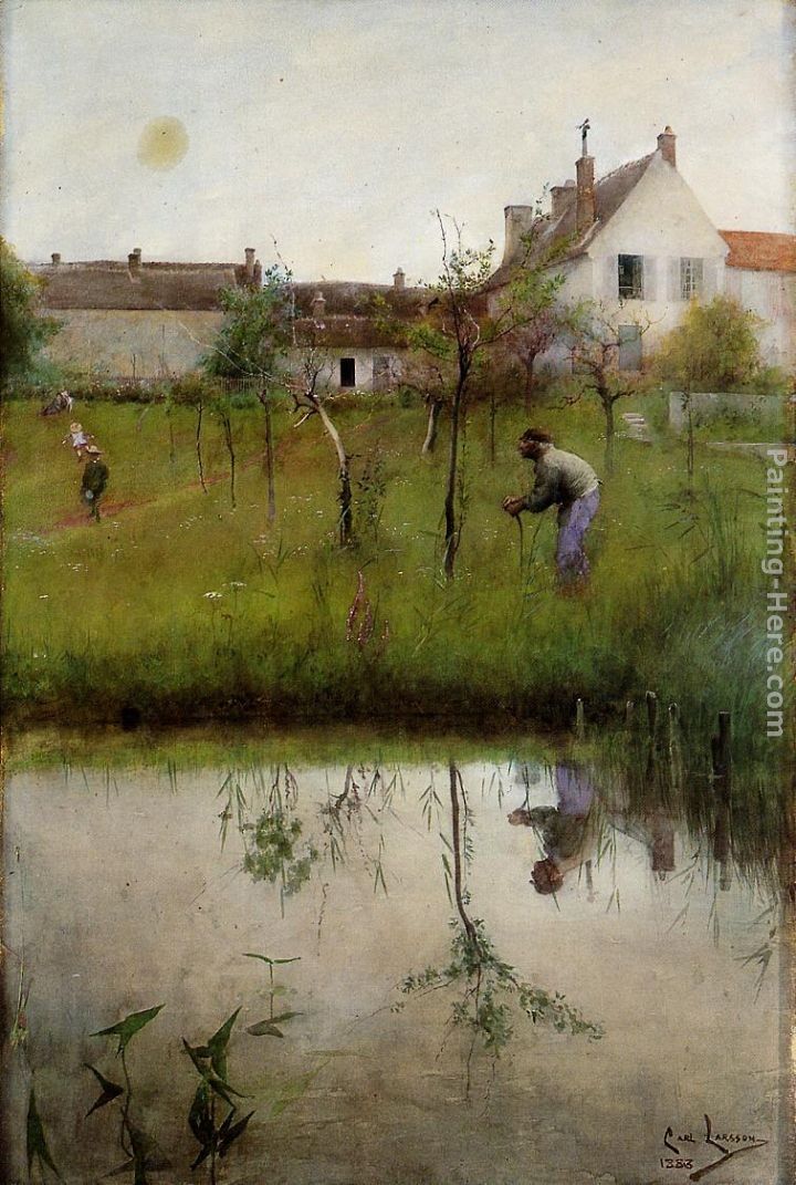 Carl Larsson The Old Man and the New Trees Painting - iPaintingsforsale.com