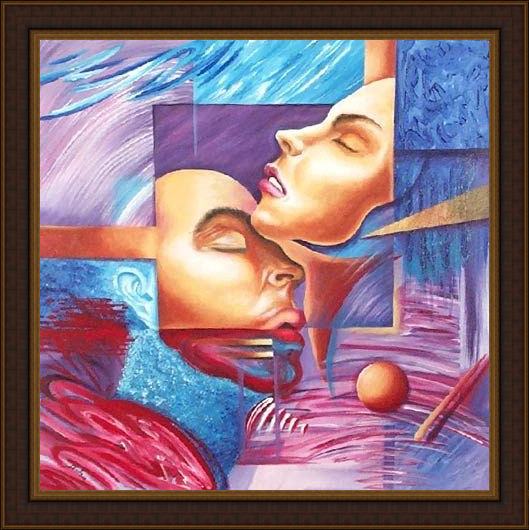 Framed 2010 abstract figure painting