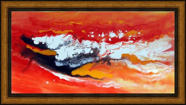 Framed 2010 orange fading red painting