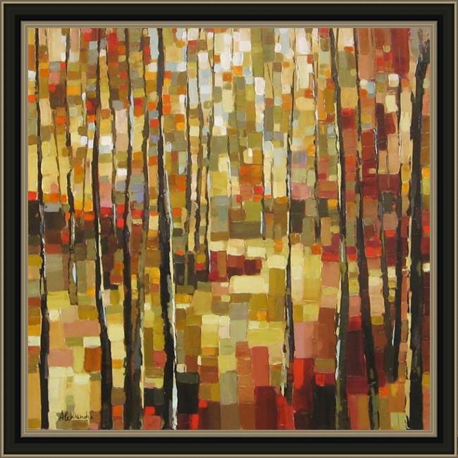 Framed 2010 pathway through the woods painting