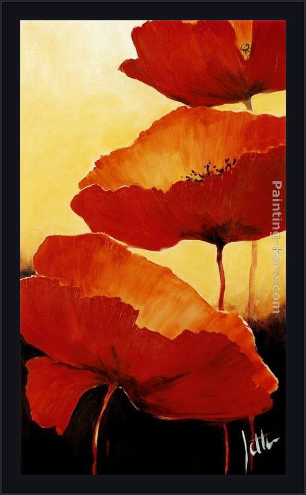 Framed 2011 three red poppies ii painting