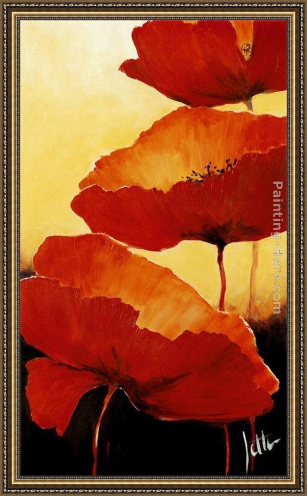 Framed 2011 three red poppies ii painting