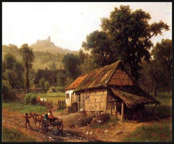 Framed Albert Bierstadt in the foothills painting