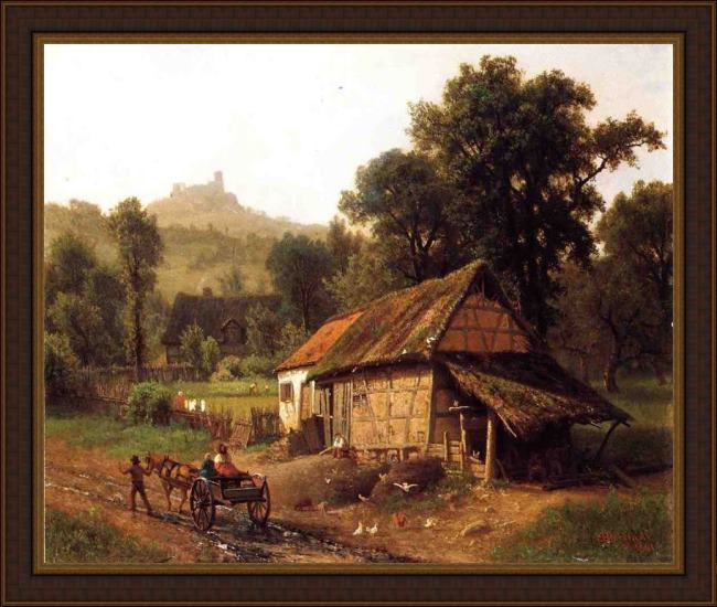 Framed Albert Bierstadt in the foothills painting