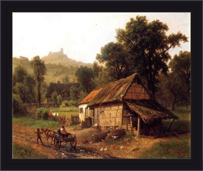 Framed Albert Bierstadt in the foothills painting