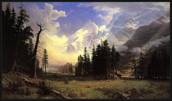 Framed Albert Bierstadt the morteratsch glacier upper engadine valley pontresina painting