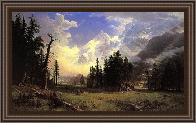 Framed Albert Bierstadt the morteratsch glacier upper engadine valley pontresina painting