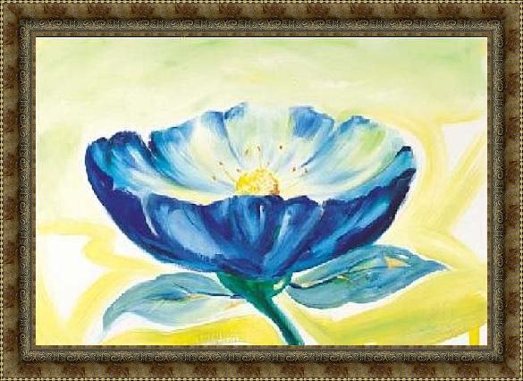 Framed Alfred Gockel blue daisy painting