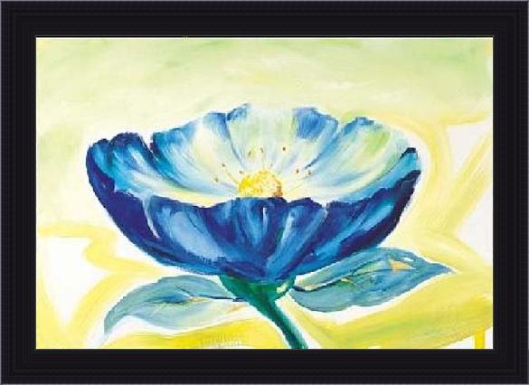 Framed Alfred Gockel blue daisy painting
