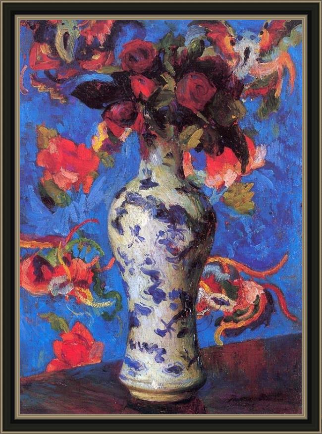 Framed Bernhard Gutmann vase painting