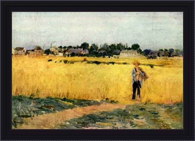 Framed Berthe Morisot grain field, musee d'orsay painting