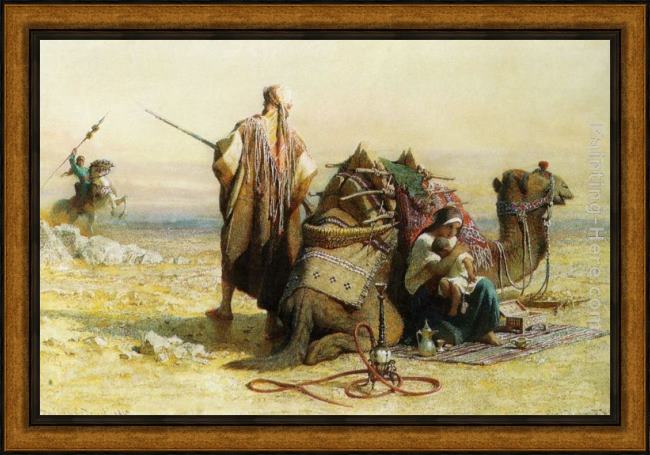 Framed Carl Haag danger in the desert painting