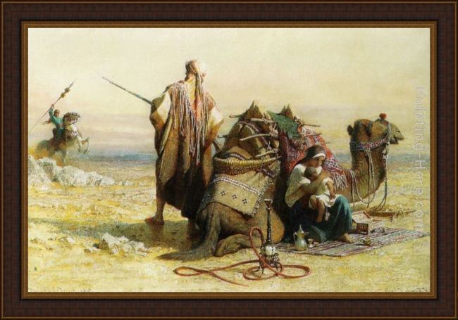 Framed Carl Haag danger in the desert painting