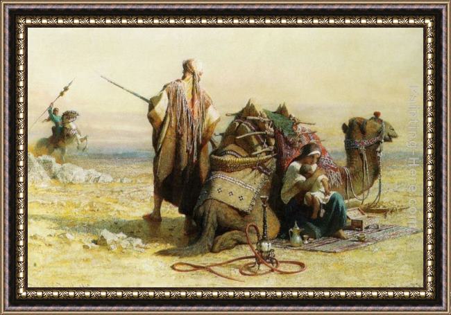 Framed Carl Haag danger in the desert painting