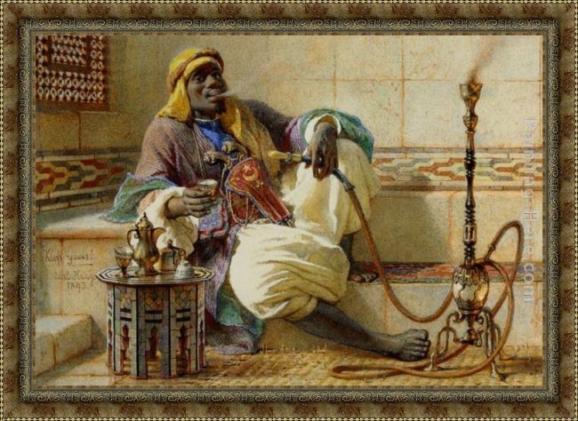 Framed Carl Haag rest is sweet painting