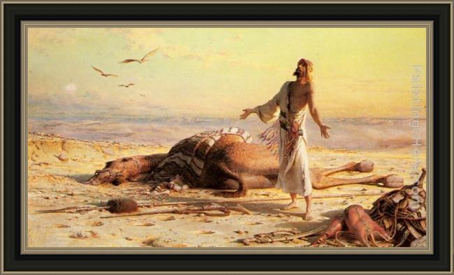 Framed Carl Haag shipwreck in the desert painting