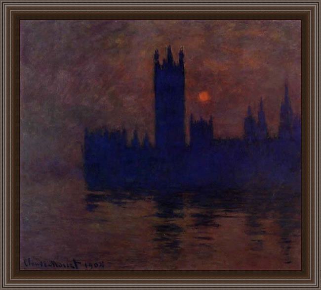 Framed Claude Monet houses of parliament sunset 2 painting