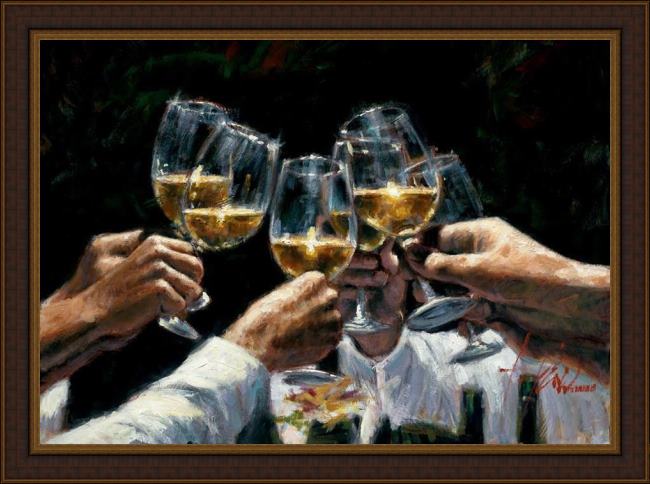 Framed Fabian Perez for a better life ii white wine painting