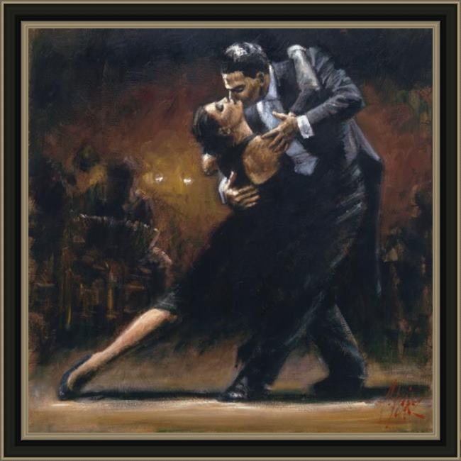 Framed Fabian Perez study for tango v painting