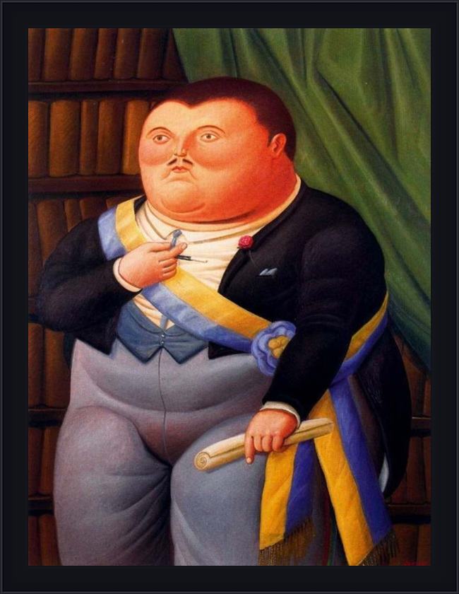 Framed Fernando Botero el presidente 02 painting