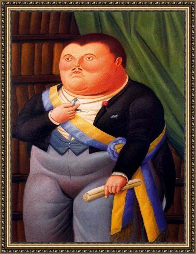 Framed Fernando Botero el presidente 02 painting