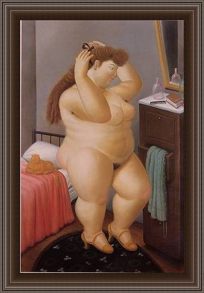 Framed Fernando Botero venus 1989 painting
