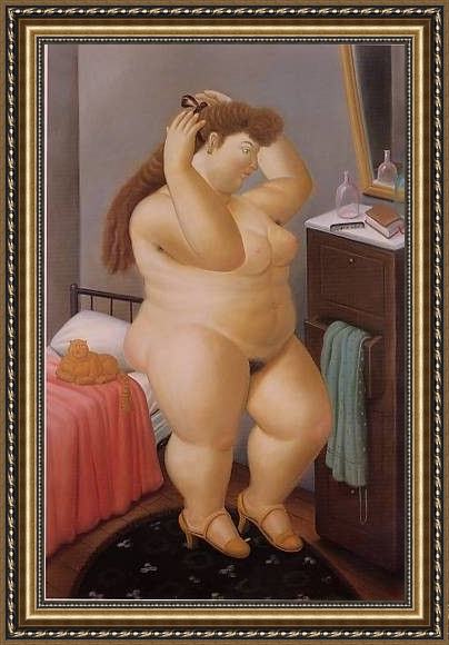 Framed Fernando Botero venus 1989 painting