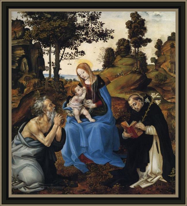 Framed Filippino Lippi the virgin and child with sts painting