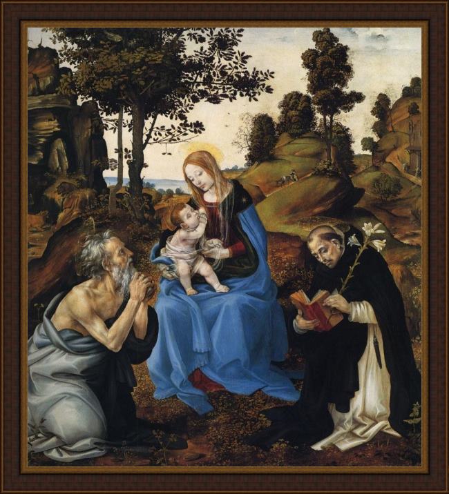 Framed Filippino Lippi the virgin and child with sts painting