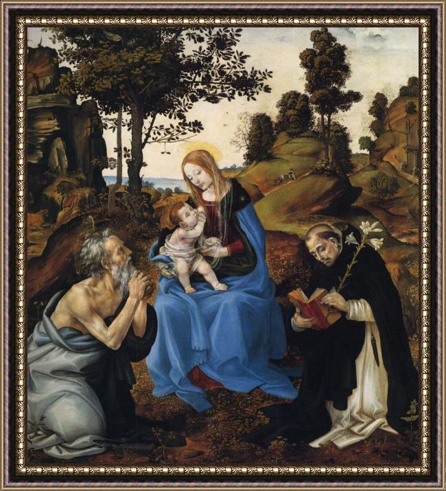 Framed Filippino Lippi the virgin and child with sts painting