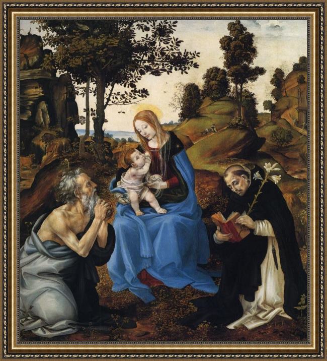 Framed Filippino Lippi the virgin and child with sts painting