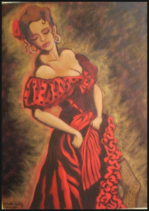 Framed Flamenco Dancer feisty flamenco painting