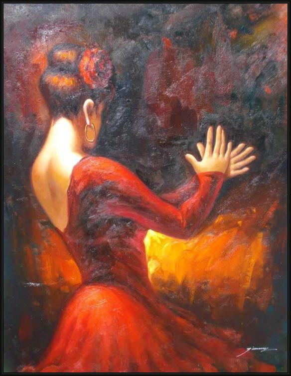 Framed Flamenco Dancer flamenco dancer tablado painting