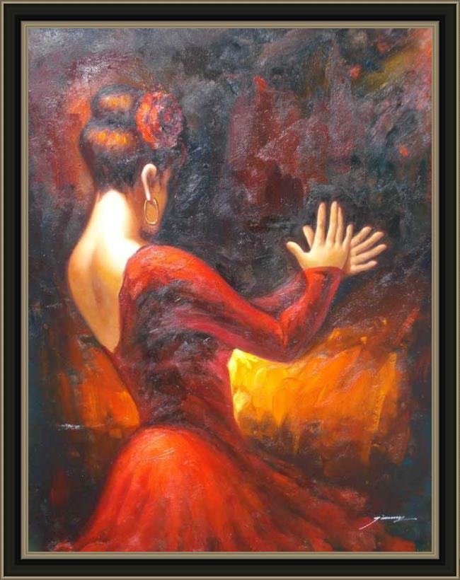 Framed Flamenco Dancer flamenco dancer tablado painting
