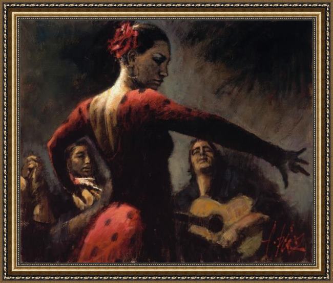 Framed Flamenco Dancer study for tablado flame painting