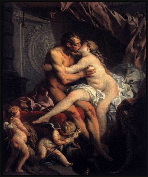 Framed Francois Boucher hercules and omphale painting
