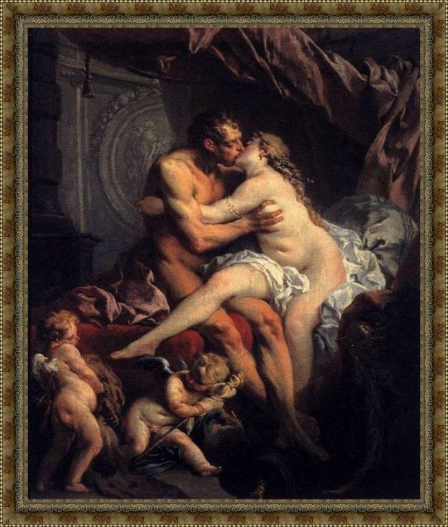 Framed Francois Boucher hercules and omphale painting