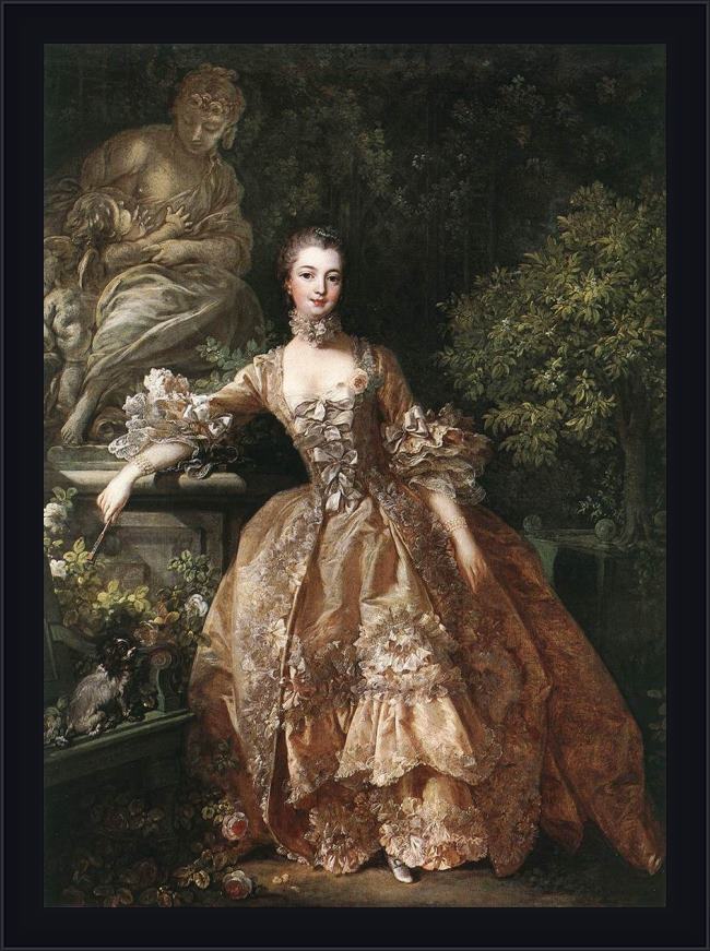 Framed Francois Boucher portrait of marquise de pompadour painting