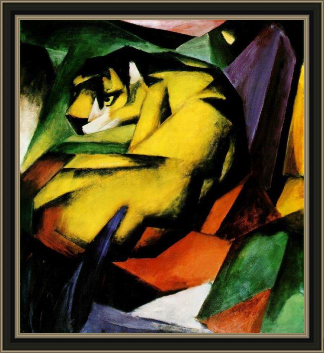 Framed Franz Marc tiger painting