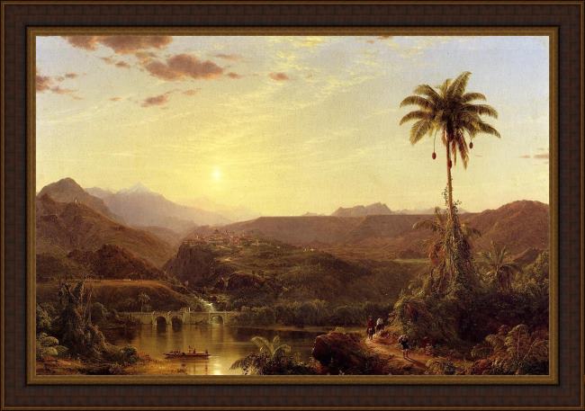 Framed Frederic Edwin Church the cordilleras sunrise painting