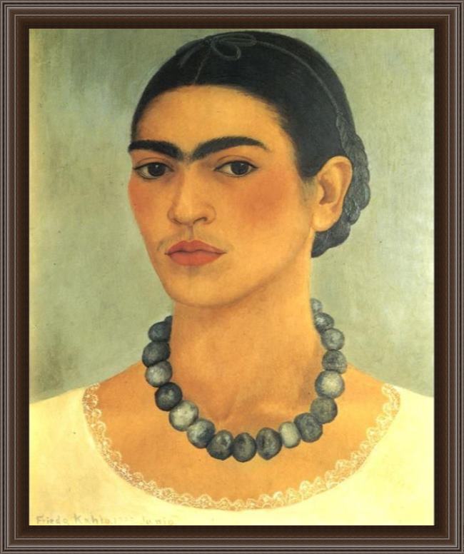 Framed Frida Kahlo fridakahlo-self-portrait-1933 painting