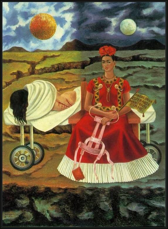 Framed Frida Kahlo tree of hope painting