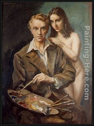 Framed George Owen Wynne Apperley el artista y su modelo painting