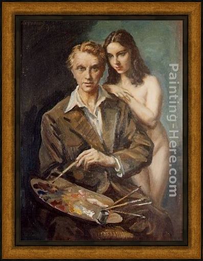 Framed George Owen Wynne Apperley el artista y su modelo painting
