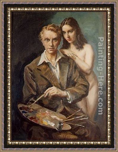 Framed George Owen Wynne Apperley el artista y su modelo painting