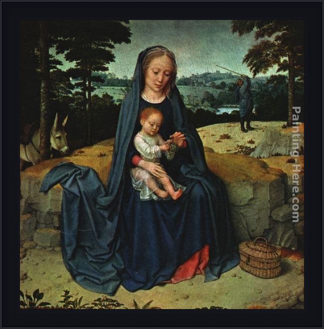Framed Gerard David the rest on the flight into egypt painting