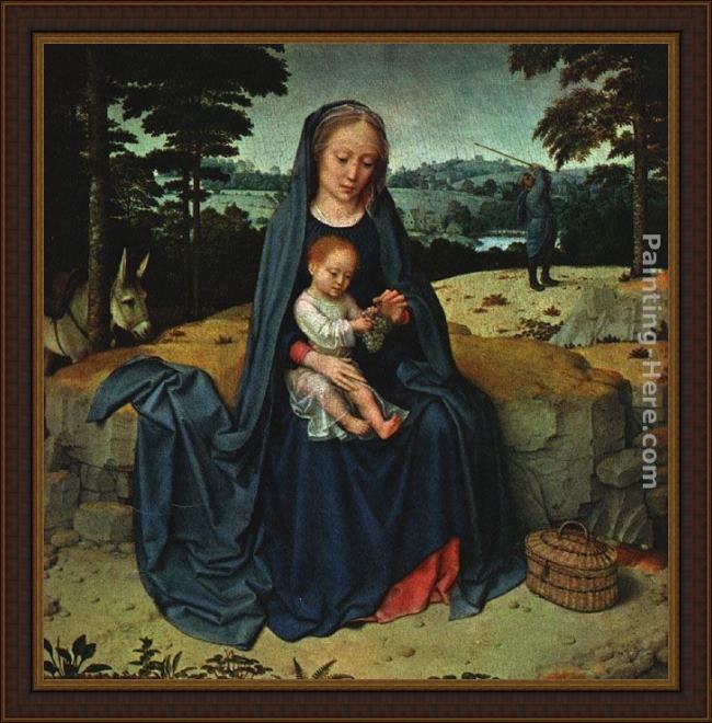 Framed Gerard David the rest on the flight into egypt painting