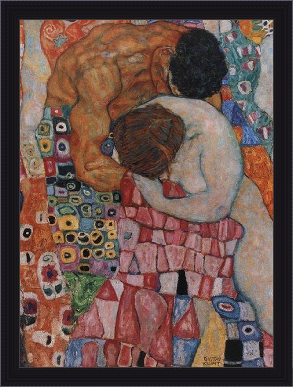Framed Gustav Klimt death and life painting