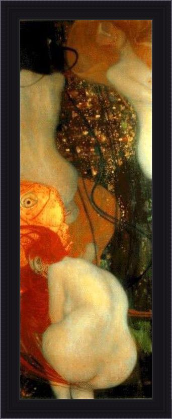Framed Gustav Klimt goldfish painting