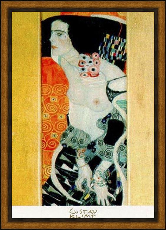 Framed Gustav Klimt judith ii (gold foil) painting